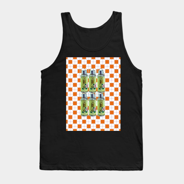 Vintage Thermos Green with Orange Tile Floor Pattern - Retro Hong Kong Tank Top by CRAFTY BITCH